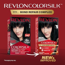 REVLON Revlon ColorSilk with Bond Repair Complex, Permanent Hair Color, 100% Gray Coverage, Ammonia Free Hair Dye, Vegan Keratin, 10 Black (Pack of 3)