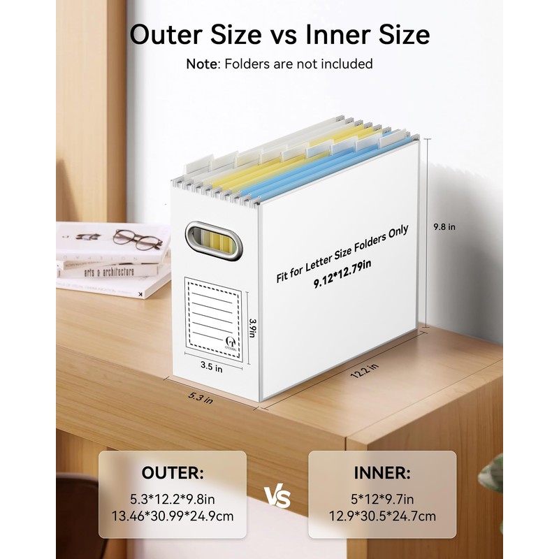 Oterri Cardboard File Organizer Box for Hanging File Folders Letter