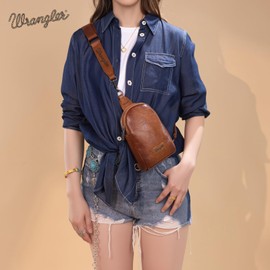Wrangler Crossbody Sling Bag for Women Fanny Packs Chest Bags for Travel, WG87-210ABR