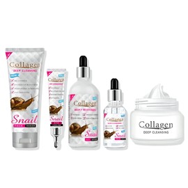 JasCherry 5-Piece Face Serum with Snail Slime Snail Collagen Skin Care Set - Firms and Moisturises - Repairs and Brightens the Skin, Reduces Fine Lines and Wrinkles
