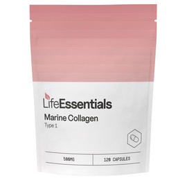 Life Essentials Marine Collagen Capsules 500mg Type 1 - Collagen Supplements for Women & Men - Wild-Caught Fish Collagen for Skin, Hair & Joints - 120 Capsules
