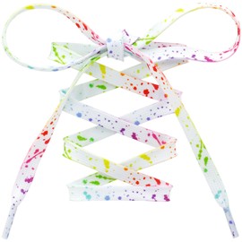 MKEHSH Colorful Pattern Shoe Laces: 47 Inch Colorful Splashing Ink Flat Print Shoelaces for Sneakers 2 Pairs, 23 Colorful Splashing Ink, 47 inch(120CM)