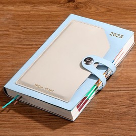 Agenda Escolar 2025 Agenda Ejecutiva Diario Director Español,200 Hojas,400 Páginas,Agenda 2025 Diaria,Planeador,Presupuesto de Gastos,Curpiel 14x21cm,Cuaderno A5,Regalos de Año Nuevo,Regalos Escolares (Azul Claro)