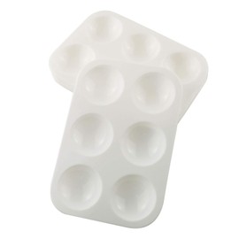 Tegg Color Palette 10PCS 6 Wells White Plastic Rectangular Artist Paint Palettes Trays for Watercolor Gouache Acrylic Oil Painting Calligraphy