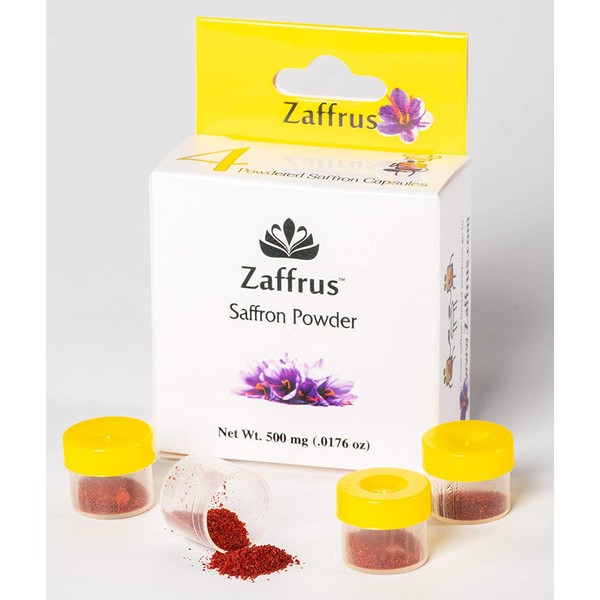 Zaffrus - Premium Saffron Powder for Cooking, Athletes, Specialty Drinks Fans - Pack of 4 ( 0.5 gram/ .0176 oz)