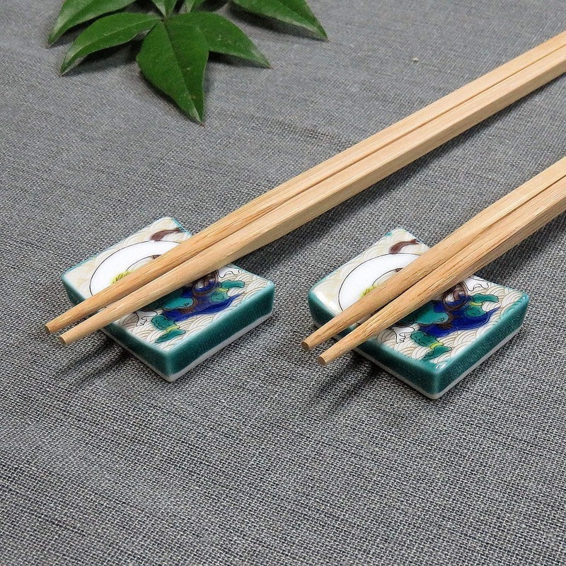 Chopsticks Rest Stylish Kutani Ware Pair Chopsticks Rest Set Fengjin