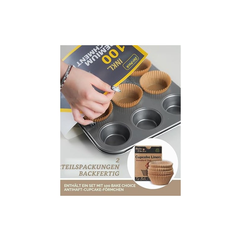 Bake Choice Standard Muffin Mould for 12 Moulds, Contains 100