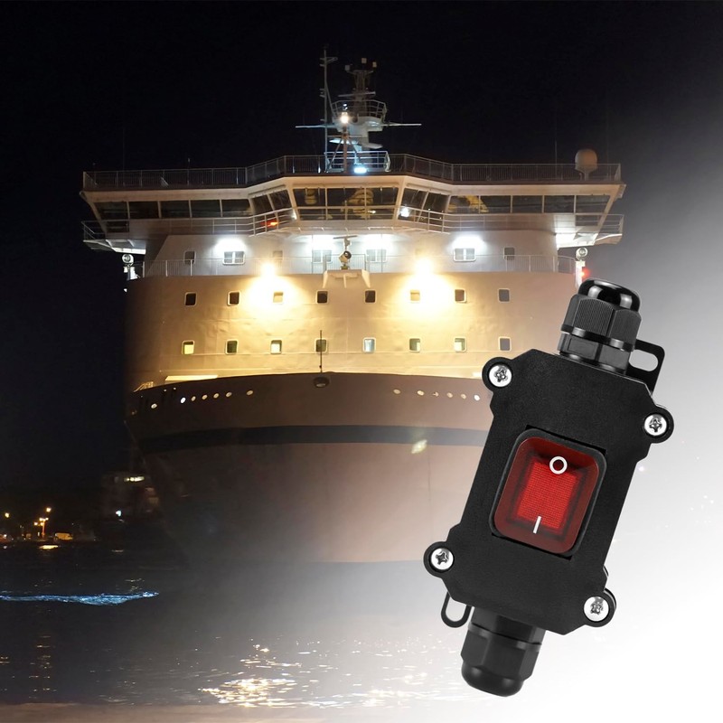 QWORK Inline Cord Switch with Red Indicator Light, IP67 Waterproof,