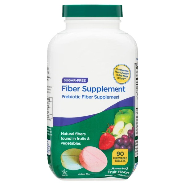 Daily Fiber Supplement Chewable Tablets – 90 Count, Sugar-Free Fiber