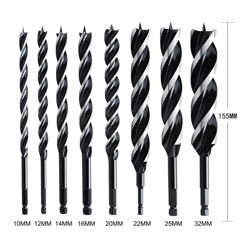hsawbit Wood Drill Bit Set, 8pcs Auger Drill Bit Set