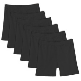 LAETBBE 6 Pack Girls Shorts Girls Bike Shorts Under Dress Black Dance Cotton Short Multicolor 6-8 Years