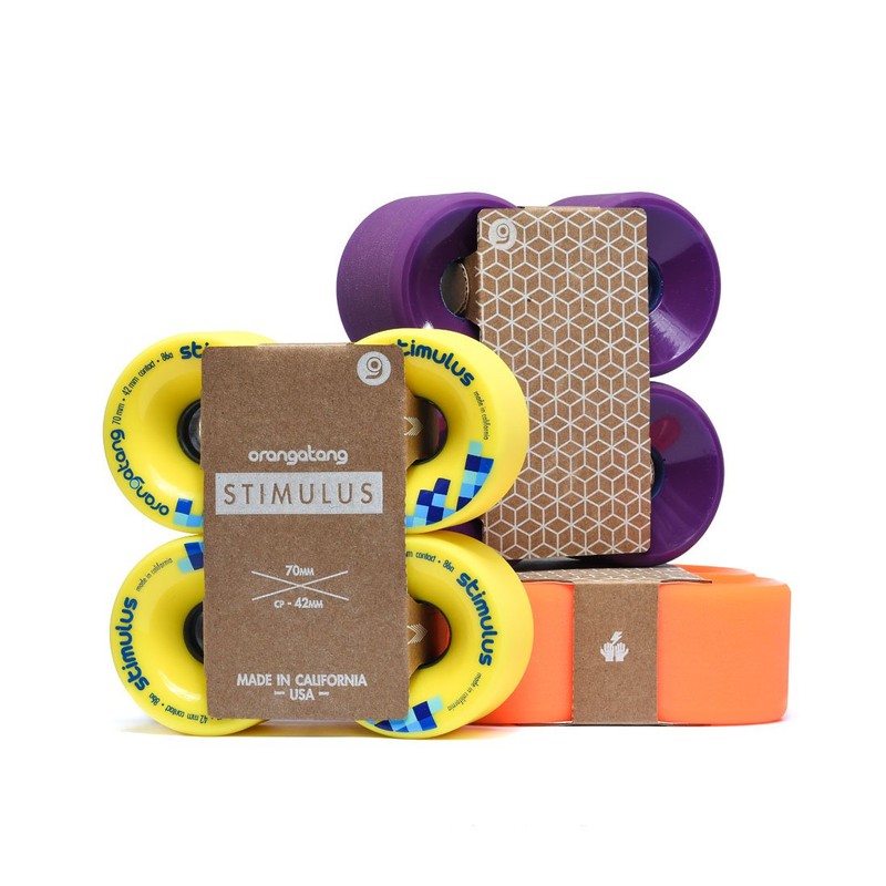 Orangatang Stimulus 70 mm 86a Freeride Longboard Skateboard Wheels (Yellow,