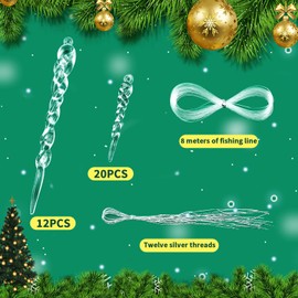 Pack of 32 Icicle Christmas Tree Decorations, Christmas Tree Decorations, Icicle, Acrylic Icicle Pendants, Christmas Tree Decorations Icicle Decoration for Party Christmas Decoration (Pack of 32)