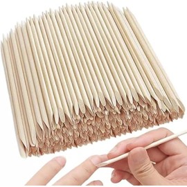 100Pcs Palos de Madera Naranja, Doble Cara Palillos La Cutícula del Clavo | Palo de Cutícula de Uña, Levantadores de Cutícula, Palos de Uñas de Madera para Manicura Pedicura Nail Art