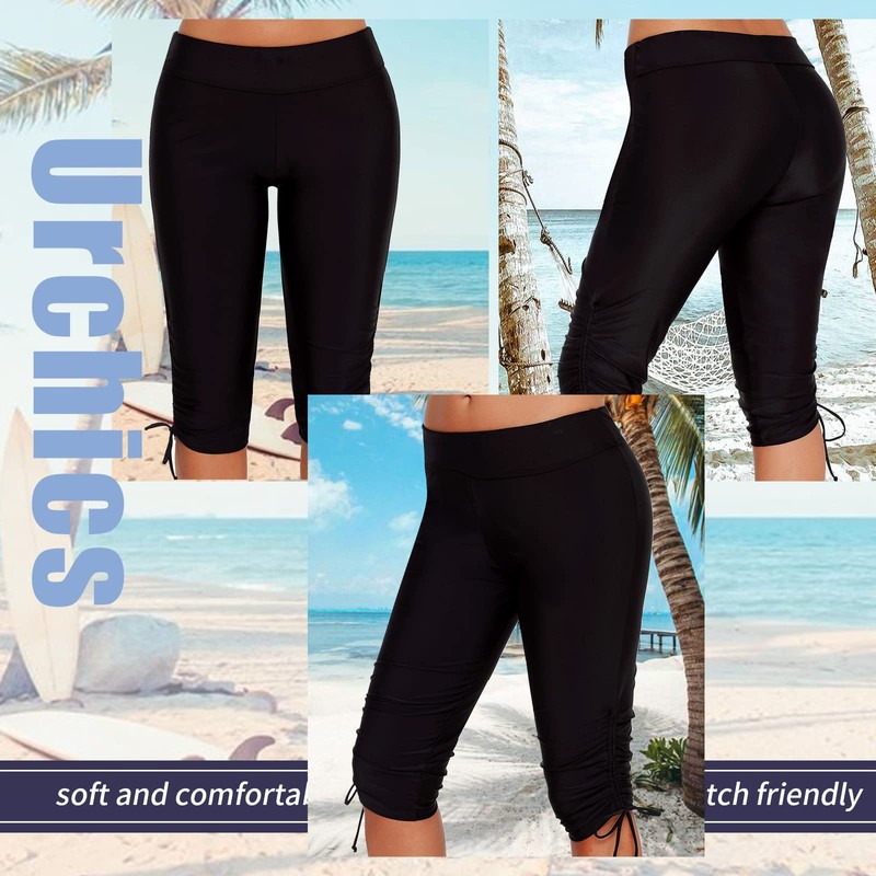 Urchics Pantalones cortos largos de natación para mujer, talla grande,