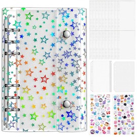 Sticker Notebook, Star Pattern, Binder, Clear, Sticker Book, Mini Sticker, Stylish, Large Capacity, Multi-functional, For Girls and Boys, Sticker Collection, Removable, A6 Size (1 x Sticker Pad + 20 x