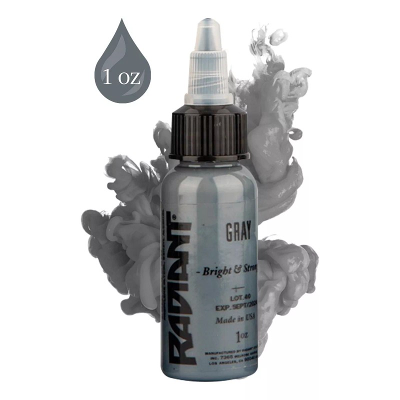 RADIANT COLORS Tinta Profesional Para Tatuar Radiant Gray 1oz Tattoo