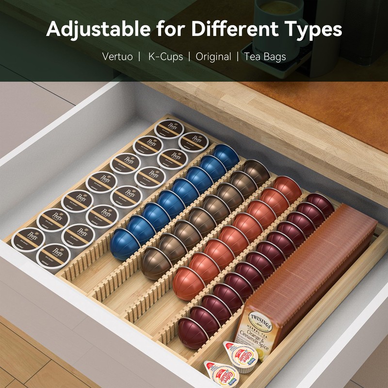 WELL WENG Larger Expandable Bamboo Organizer Holder for Counter Drawer