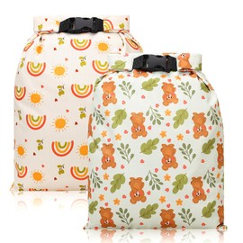 Kaisibum Pack of 2 Wetbag Nursery, Waterproof Wet Bag, Nappy Bags with Closure Buckle, Wet and Dry Changing Bag, Washable Wet Bag Organiser for Toddlers, Nappies, Travel, Gym, Cartoon pattern print,