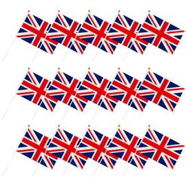 15pcs Union Jack, Mini Waving Flags, Party Decoration Bunting, King Charles III Coronation Souvenir, Suitable for Celebrating Royal Celebrations, Sporting Events (14 * 21cm)