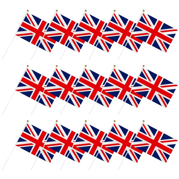 15pcs Union Jack, Mini Waving Flags, Party Decoration Bunting, King