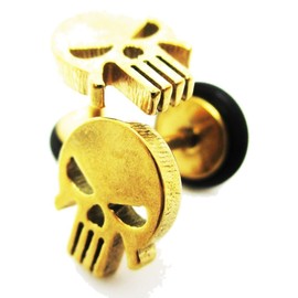 Skull Metal Cutout Stud Post Earrings - New - Pair! - Four Colors to Choose From (Anodized Multi-Colored)