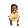 5.25" Small Rasta Jamaican Man Holding Bowl Polyresin Ashtray Decoration