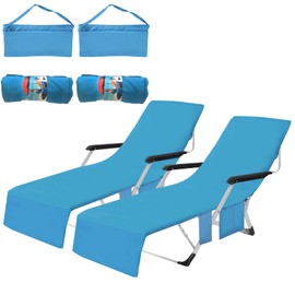 Qdreclod Microfibre Beach Towel, Protective Cover for Garden Lounger, Beach Towel, Quick-Drying Beach Towel with Multiple Pockets, Microfibre Beach Towel, Sand-Free, 75 x 210 cm