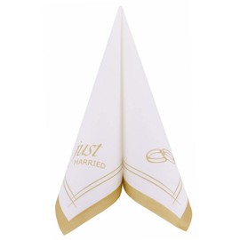 50 Napkins Wedding Fabric-Like 40 x 40 cm – Just Married, Colour: Gold