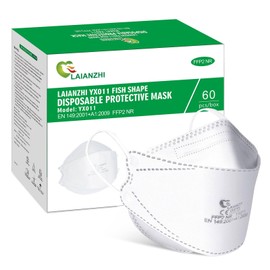 LAIANZHI 60 Pack FFP2 Mask, Disposable Face Mask, Individually Wrapped Respirator Mask for Women Men, 4 Layer Filters Airborne Particles≥94%