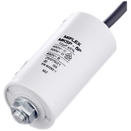 Miflex motor start-up capacitor 12μF, 450 V, 35 mm x 65 mm, cable: M8