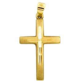EDELIND Cross Pendant 585/14K Yellow Gold Real Gold Pendant Gold Cross for Women Men Children Necklace Pendant Cross Pendant Gold with Jewellery Gift Box, Yellow gold 585 (14 carat), No Gemstone
