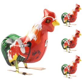 Alipis 4pcs Vintage Tin Toys Wind Up Chicken Toys Clockwork Toys Metal Clockwork Spring Wind up Metal Jumping Animal Toys Metal Jumping Rooster Kids Funny Clockwork Toys