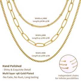 Dochais Women's Gold Necklace, 14K Gold-Plated Chain, Layering Snake Chain, Golden Choker Chain Set, Necklace, Women, Gold Jewellery, Brass