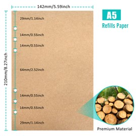 A5 Refill Paper, 280 Pages A5 Loose Leaf Paper 6 Hole Notebook Refills for 6 Ring Refillable Binder Notebook Planner Diary Journals Painting Personal Organiser-Blank Pages