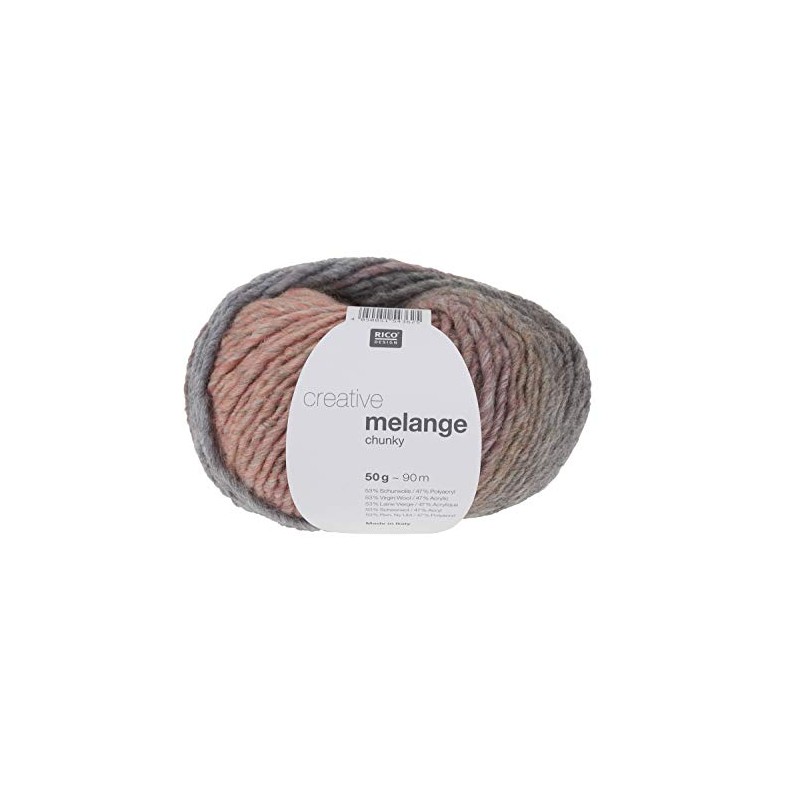 Wool Rico Creativ 90m 50g Washable - Gray/Pink