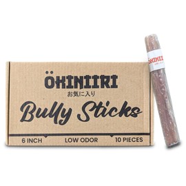 OKINIIRI Premium Bully Sticks Shrink Wrapped 6 inch 10 Pieces Box.