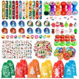 VICTERR Children's Christmas Party Bags, 156 Party Bags, Children's Birthday Party Favours with Slap Bracelets, Tattoos and Squishy Set, Christmas Gifts for Children, Toy Small Goodie Bag Fillers