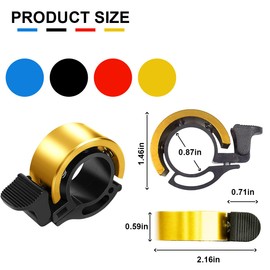 Garegce Bicycle Bell, Mini Bicycle Bell, Loud, Fluium Alloy Bicycle Bell, Loud Bicycle Bell, 22-22.8 mm Handlebar Mini Bicycle Bell, for Road Bikes, Mountain Bikes and Scooters - Gold