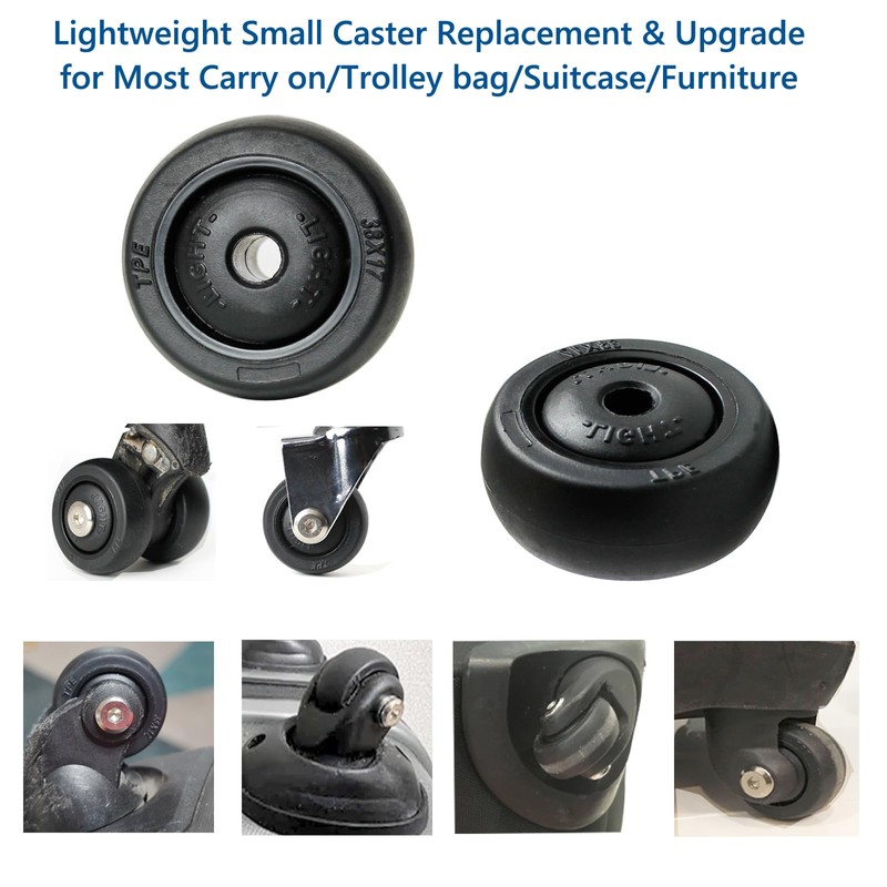 Luggage Suitcase Wheels Replacement Kit, 4 Pieces 1.5 inch/38mm TPE