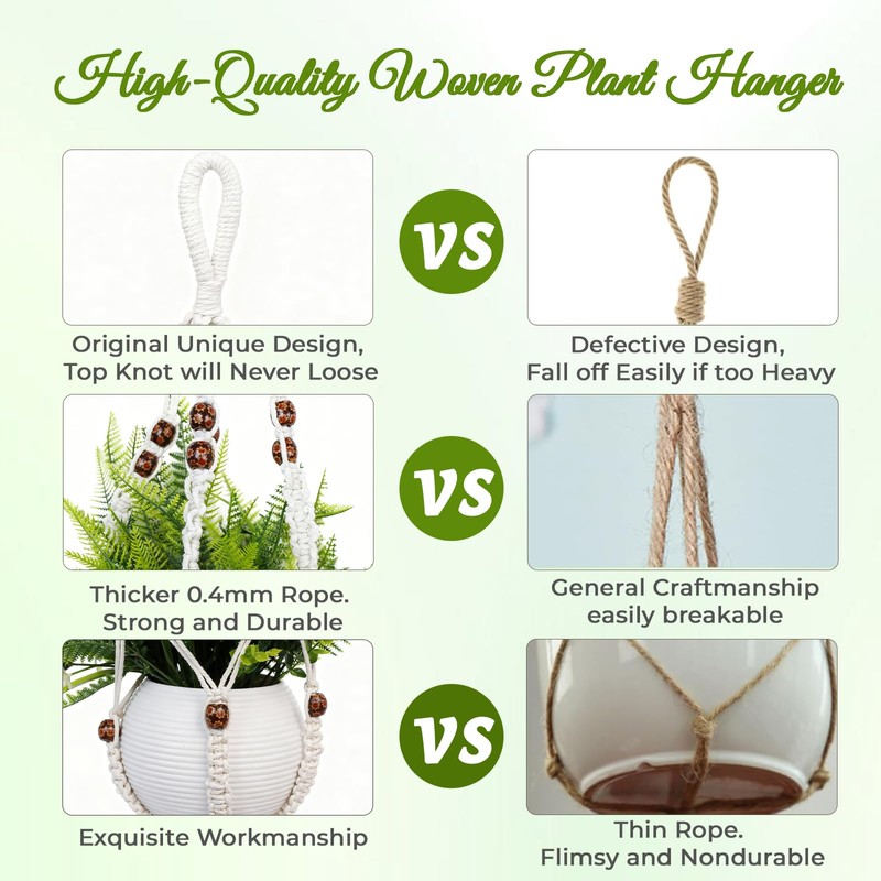 Macrame Plant Hangers for Indoor Plants, 2 Pack 35 Inch