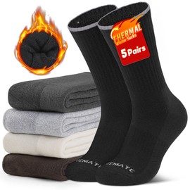 Closemate 5 Pairs Men's Thermal Socks 39-42 43-46 47-50 Winter Socks Warm Socks Combed Cotton Socks Hiking Socks Trekking Socks Work Socks House Socks Thick Fleece Socks Crew Scoks,