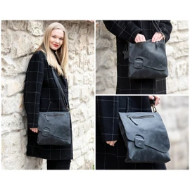 LECONI LE3027 Women's Crossbag Cowhide Leather Natural Shoulder Bag Vintage Look Leather Women + Men's Handbag Made of Real Leather 29 x 29 x 6 cm - Grey -