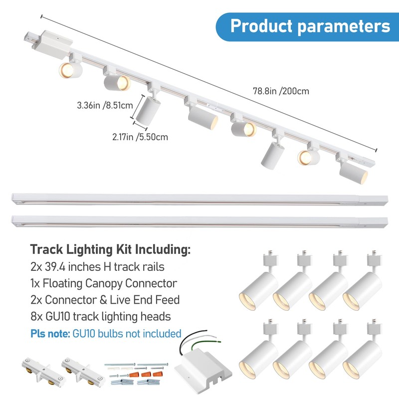 8-Light LED Track Lighting Kit with 6.6FT H Track Lighting