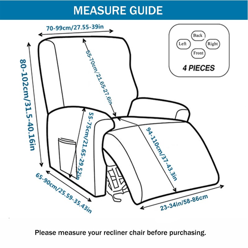 Recliner Chair Covers 4-Piece Lazy Boy Recliner Slipcovers, T20