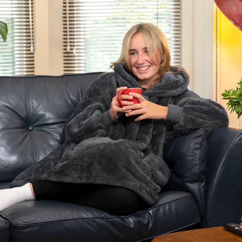 Snug Rug Wearable Blanket Hoodie Sherpa Fleece Adults Size Hooded