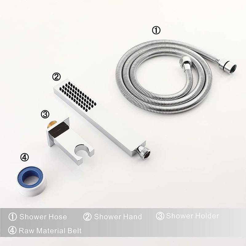 Asyas Solid Brass High Pressure Hand Held Shower Square Sprayer