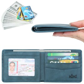 Wallet for Men-Genuine Leather RFID Blocking Bifold Stylish Wallet With 2 ID Window (Ocean Blue)