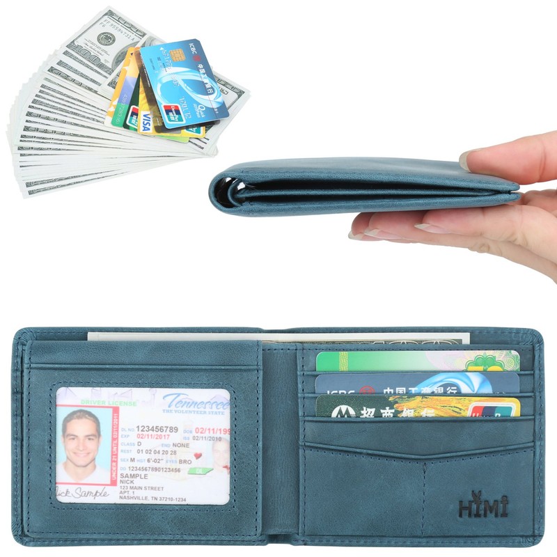 Wallet for Men-Genuine Leather RFID Blocking Bifold Stylish Wallet With