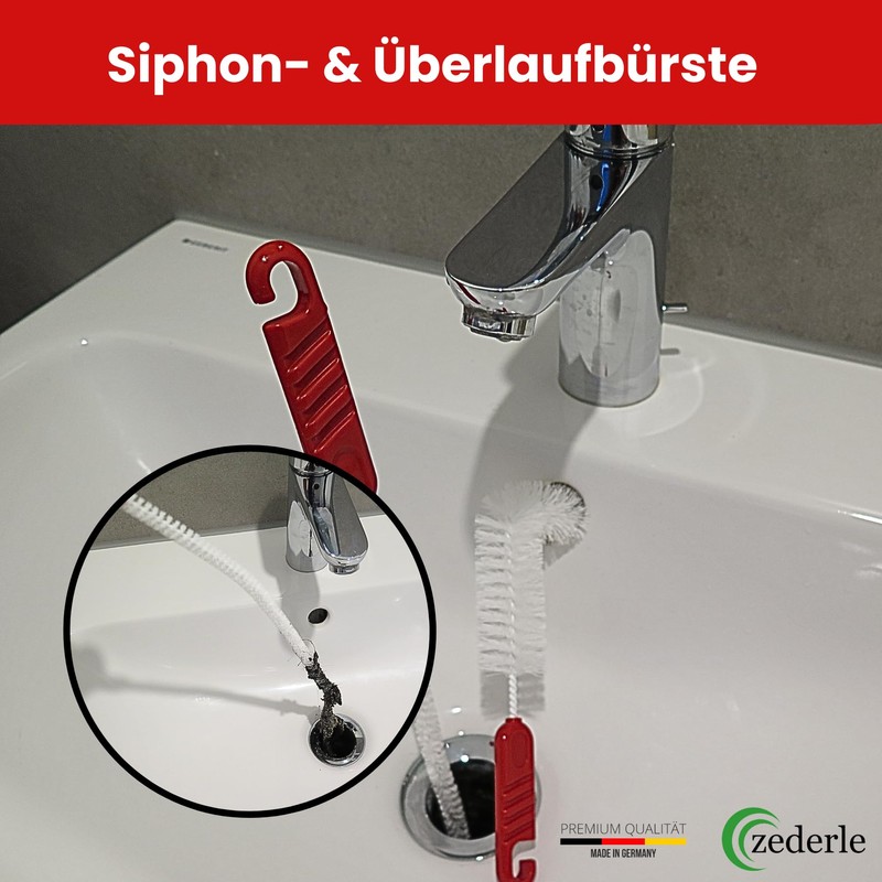 zederle 3 x Sink Overflow Brushes, Overflow Brush, Sink Overflow